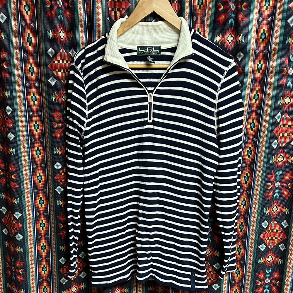 Ralph Lauren Navy and White Striped Top